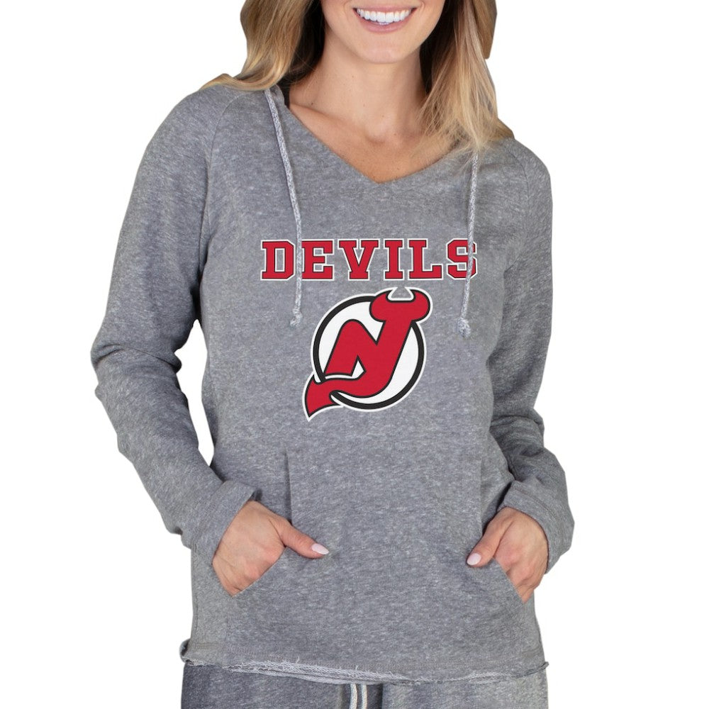 New Jersey Devils Concepts Sport Women's Mainstream Terry Tri-Blend Long Sleeve Hooded Top Sale