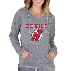 New Jersey Devils Concepts Sport Women's Mainstream Terry Tri-Blend Long Sleeve Hooded Top Sale