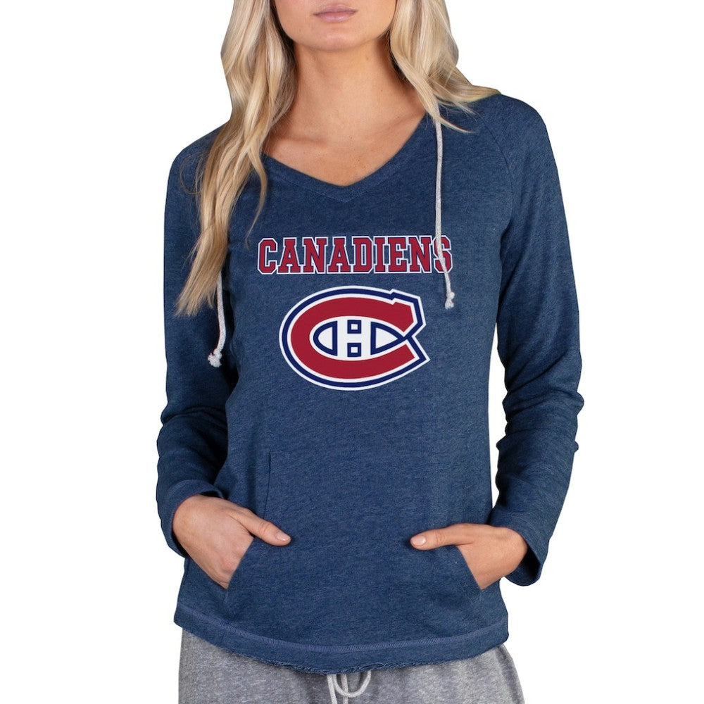 Montreal Canadiens Concepts Sport Women's Mainstream Terry Tri-Blend Long Sleeve Hooded Top Outlet