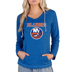 New York Islanders Concepts Sport Women's Mainstream Terry Tri-Blend Long Sleeve Hooded Top Online