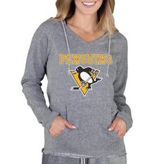 Pittsburgh Penguins Concepts Sport Women's Mainstream Terry Tri-Blend Long Sleeve Hooded Top Discount