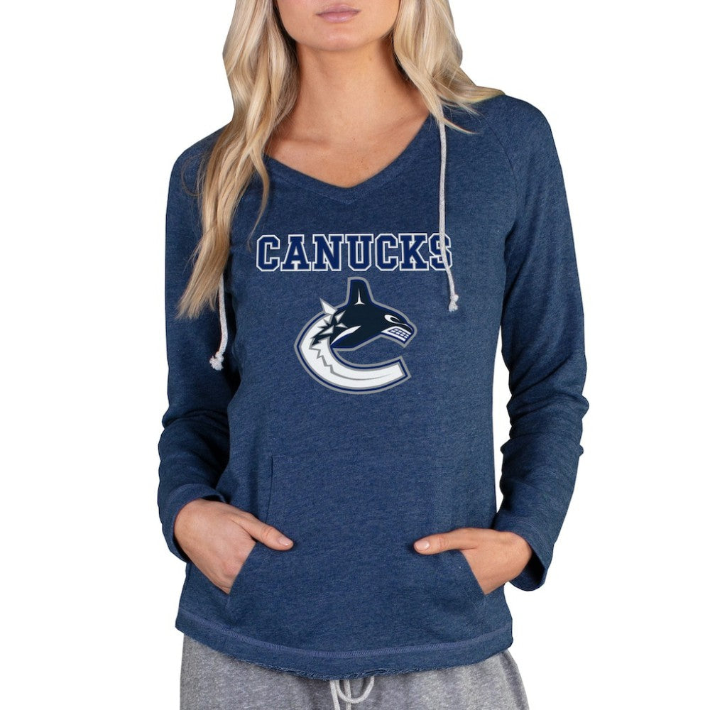 Vancouver Canucks Concepts Sport Women's Mainstream Terry Tri-Blend Long Sleeve Hooded Top Online