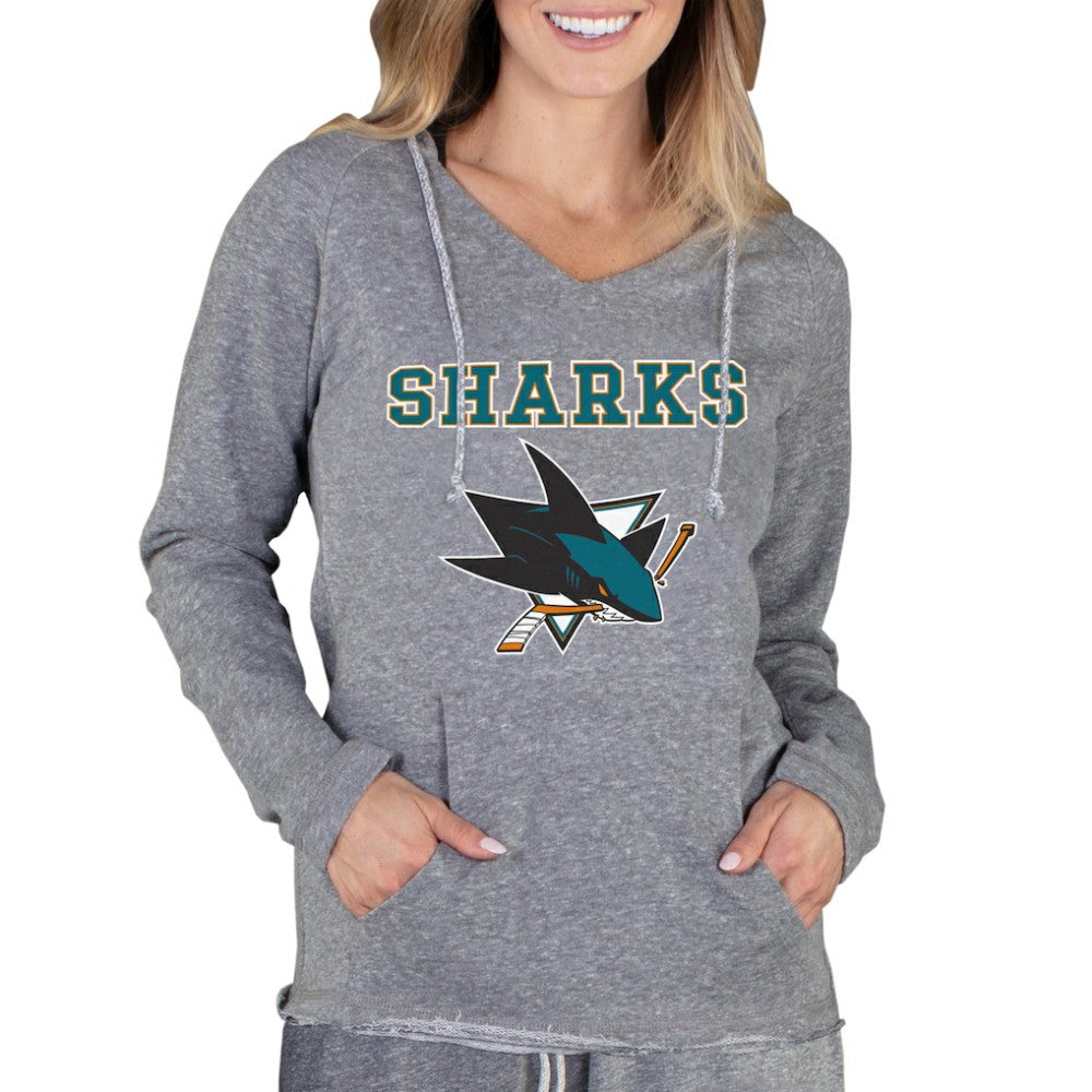 San Jose Sharks Concepts Sport Women's Mainstream Terry Tri-Blend Long Sleeve Hooded Top Online