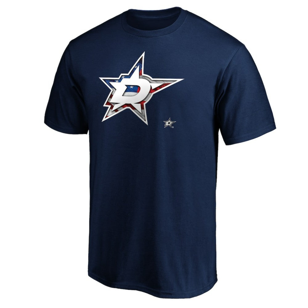 Dallas Stars Banner Wave Logo T-Shirt Discount