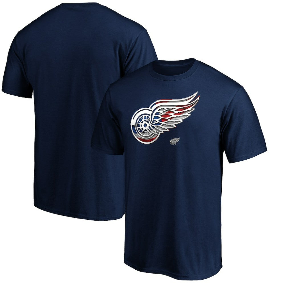 Detroit Red Wings Banner Wave Logo T-Shirt For Sale