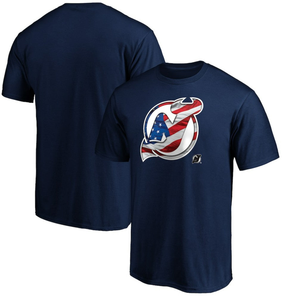 New Jersey Devils Banner Wave Logo T-Shirt Sale