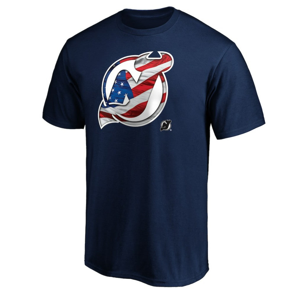 New Jersey Devils Banner Wave Logo T-Shirt Sale