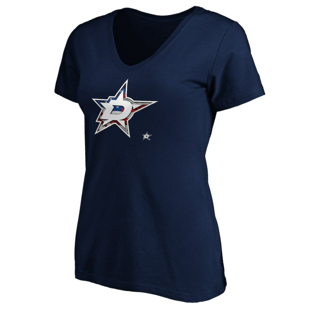 Dallas Stars Women's Banner Wave Logo V-Neck T-Shirt T-Shirt For Sale