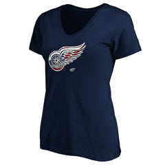 Detroit Red Wings Women's Banner Wave Logo V-Neck T-Shirt T-Shirt On Sale