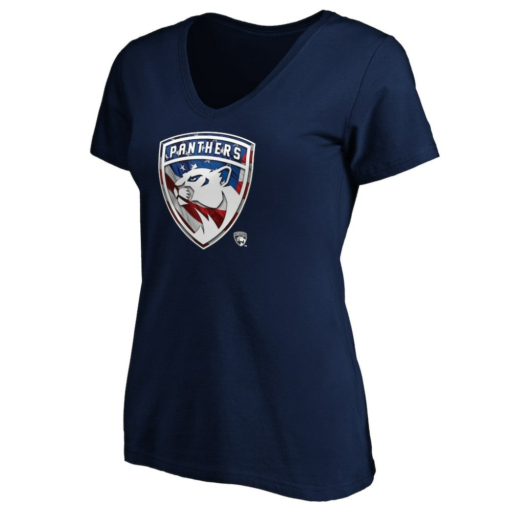 Florida Panthers Women's Banner Wave Logo V-Neck T-Shirt T-Shirt For Sale