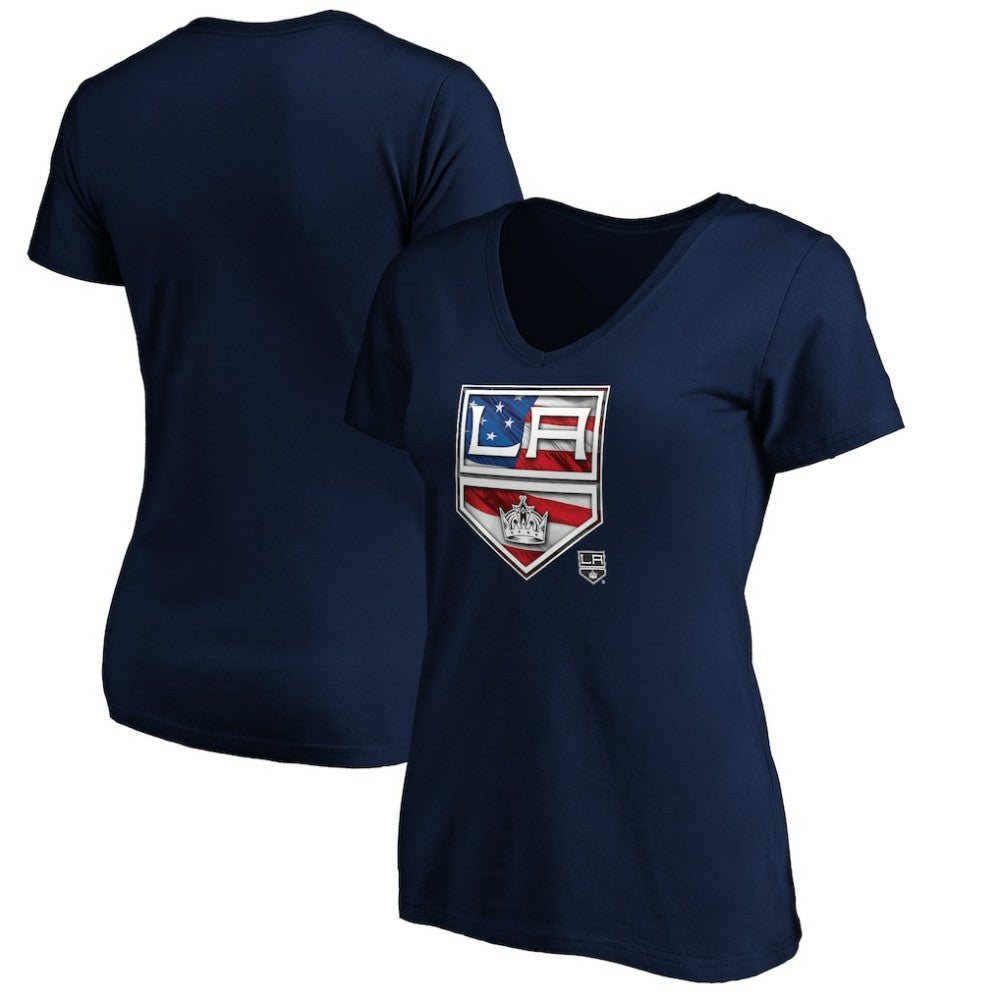 Los Angeles Kings Women's Banner Wave Logo V-Neck T-Shirt T-Shirt For Sale