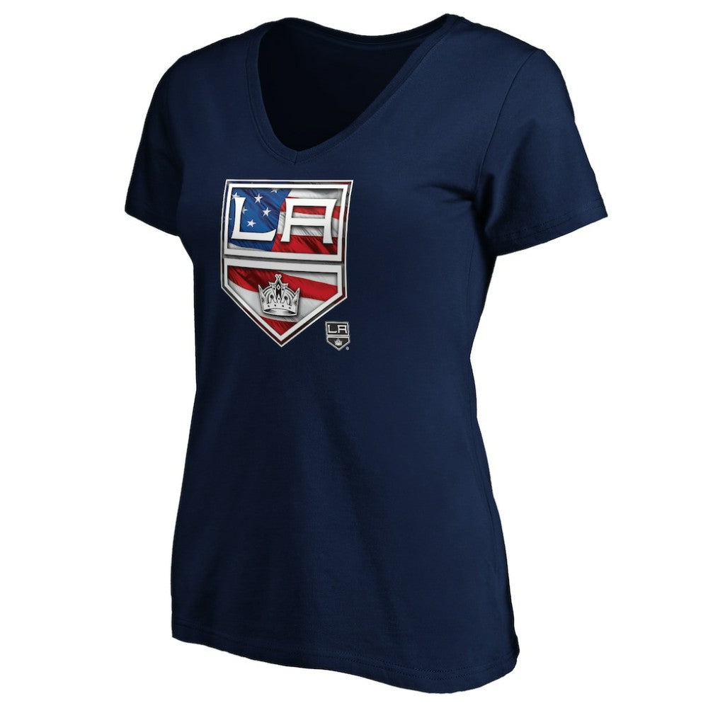 Los Angeles Kings Women's Banner Wave Logo V-Neck T-Shirt T-Shirt For Sale