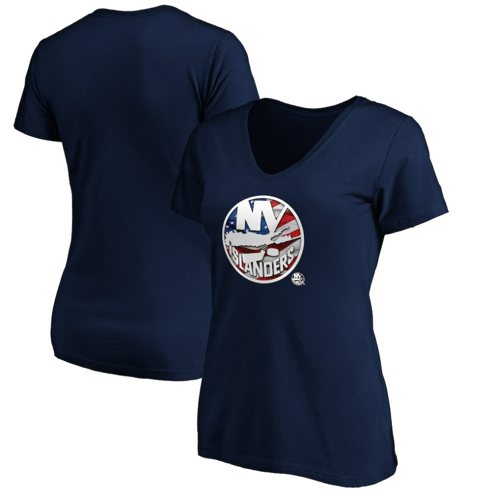 New York Islanders Women's Banner Wave Logo V-Neck T-Shirt T-Shirt Online