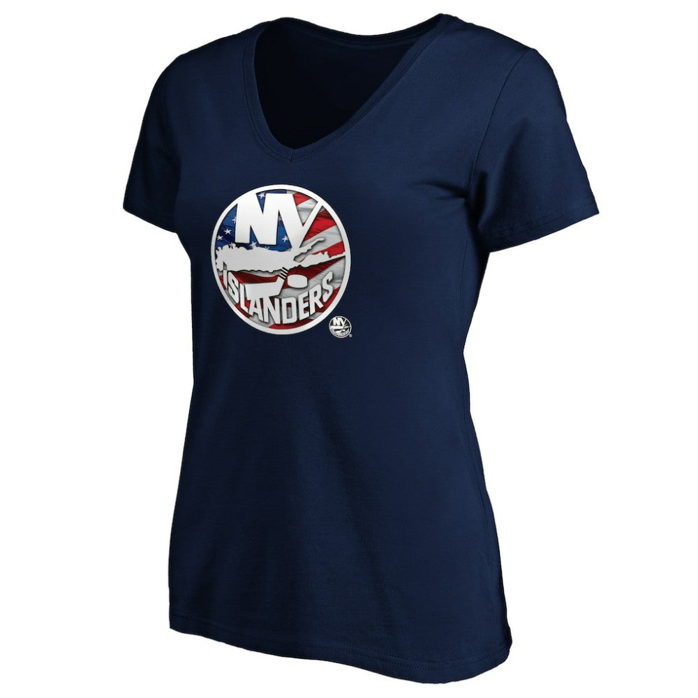 New York Islanders Women's Banner Wave Logo V-Neck T-Shirt T-Shirt Online
