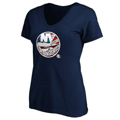 New York Islanders Women's Banner Wave Logo V-Neck T-Shirt T-Shirt Online