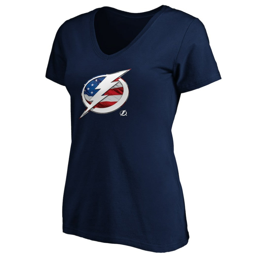 Tampa Bay Lightning Women's Banner Wave Logo V-Neck T-Shirt T-Shirt For Sale