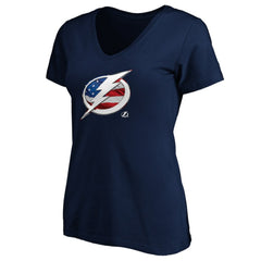 Tampa Bay Lightning Women's Banner Wave Logo V-Neck T-Shirt T-Shirt For Sale