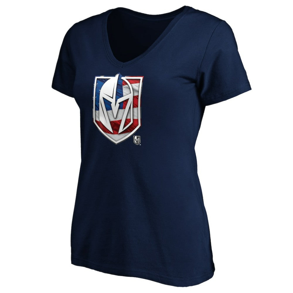 Vegas Golden Knights Women's Banner Wave Logo V-Neck T-Shirt T-Shirt For Sale