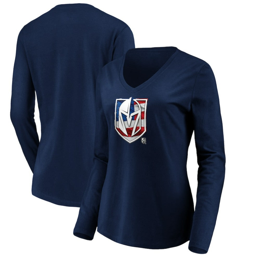 Vegas Golden Knights women's Banner Wave Logo Long Sleeve V-Neck T-Shirt Sale