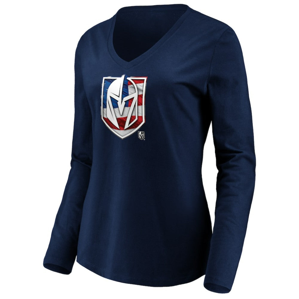 Vegas Golden Knights women's Banner Wave Logo Long Sleeve V-Neck T-Shirt Sale