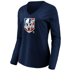 Vegas Golden Knights women's Banner Wave Logo Long Sleeve V-Neck T-Shirt Sale