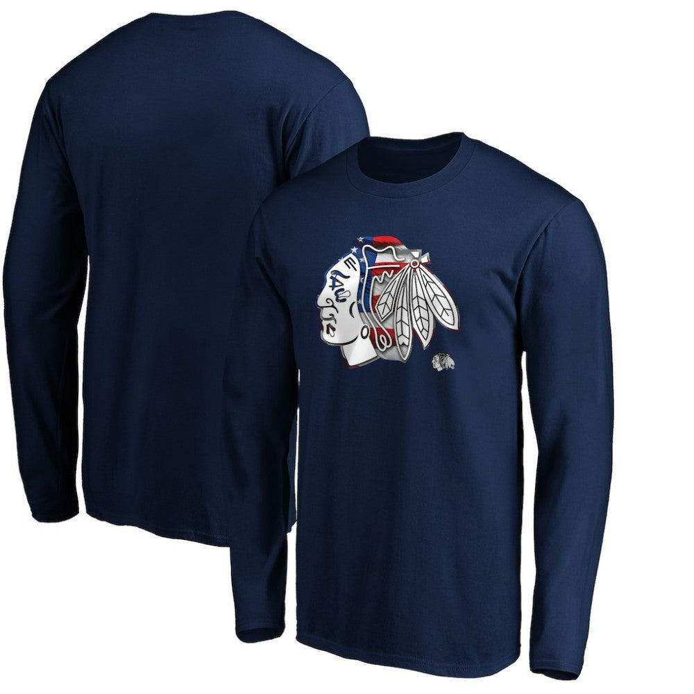 Chicago Blackhawks Banner Wave Logo Long Sleeve T-Shirt Sale
