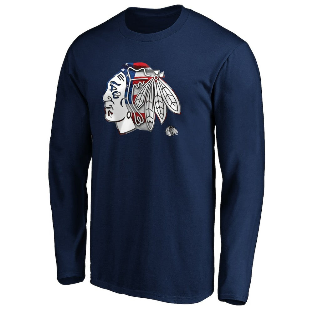 Chicago Blackhawks Banner Wave Logo Long Sleeve T-Shirt Sale