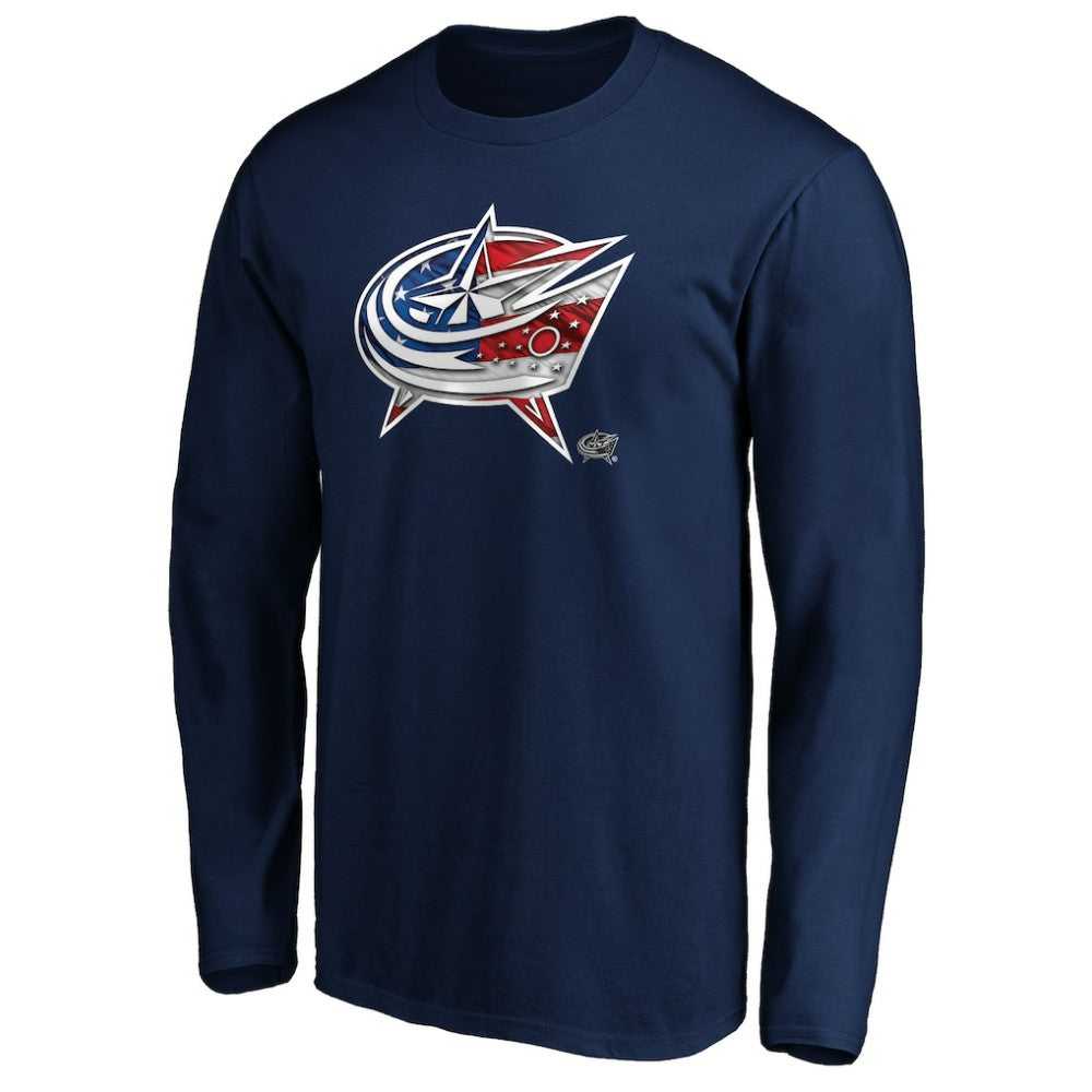 Columbus Blue Jackets Banner Wave Logo Long Sleeve T-Shirt Sale