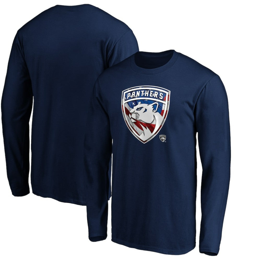 Florida Panthers Banner Wave Logo Long Sleeve T-Shirt Outlet