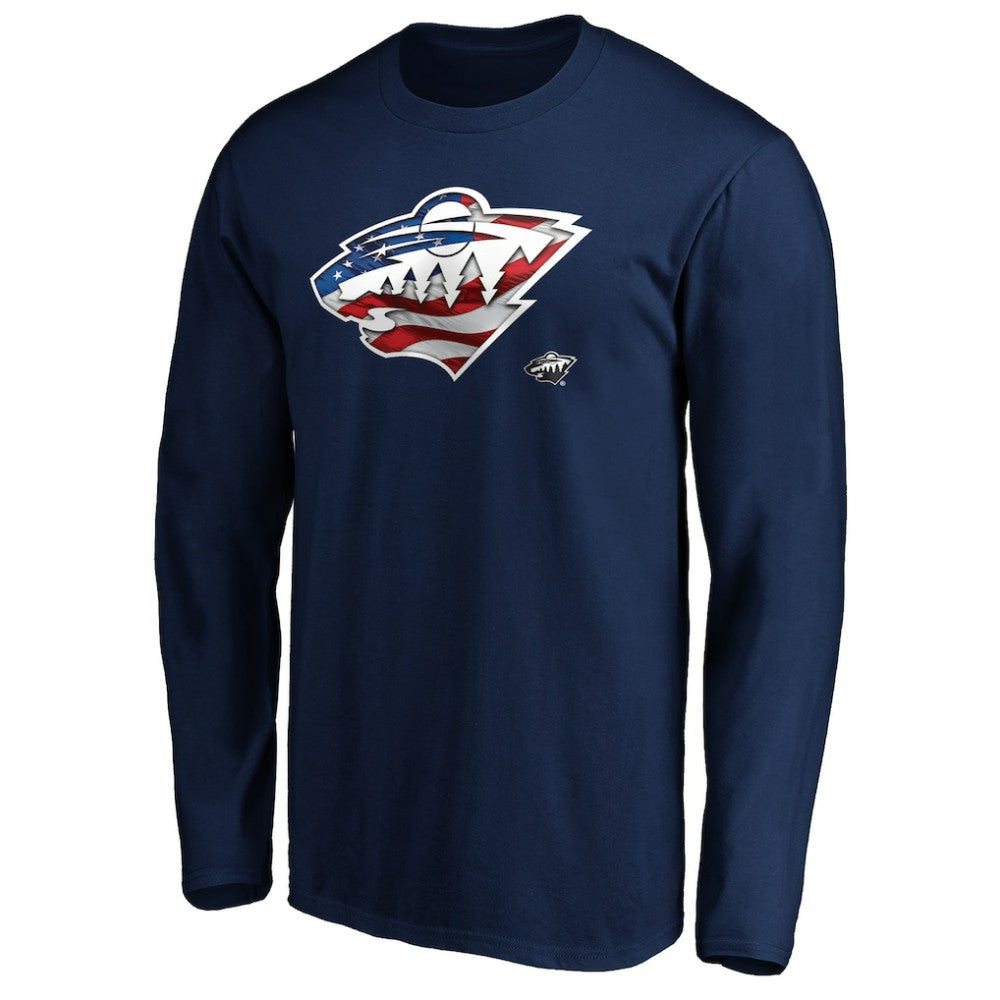 Minnesota Wild Banner Wave Logo Long Sleeve T-Shirt Sale