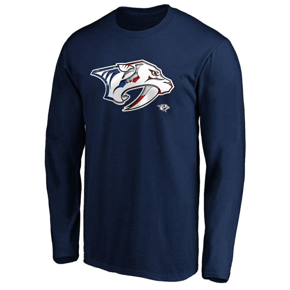 Nashville Predators Banner Wave Logo Long Sleeve T-Shirt Discount