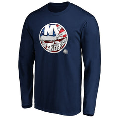 New York Islanders Banner Wave Logo Long Sleeve T-Shirt On Sale