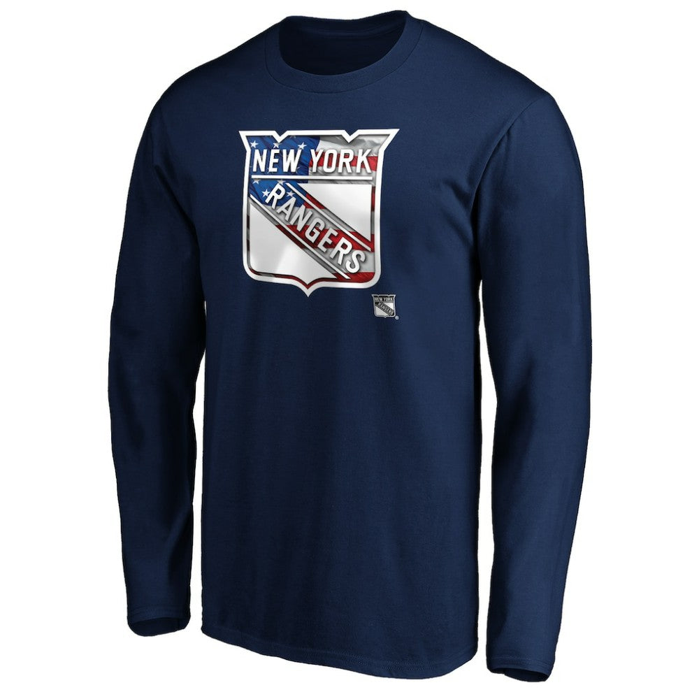 New York Rangers Banner Wave Logo Long Sleeve T-Shirt Sale