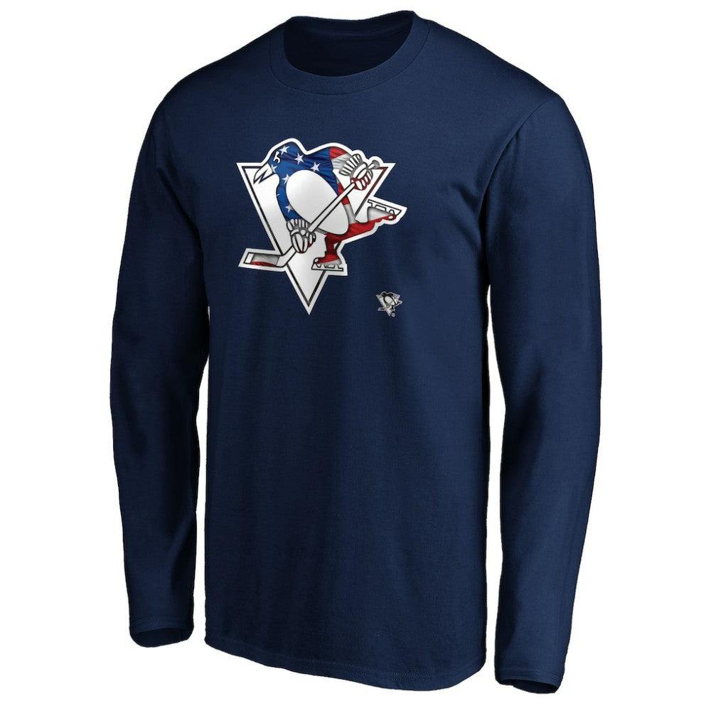 Pittsburgh Penguins Banner Wave Logo Long Sleeve T-Shirt For Sale