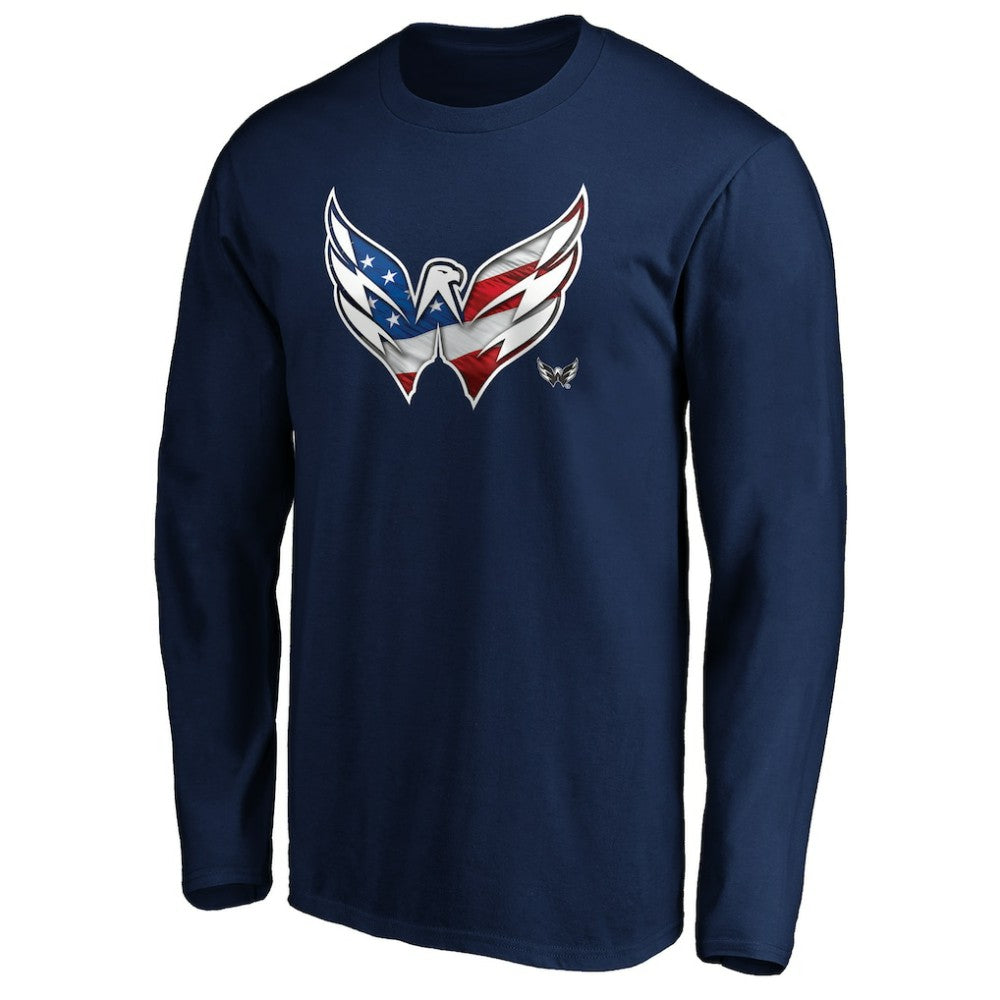 Washington Capitals Banner Wave Logo Long Sleeve T-Shirt Outlet