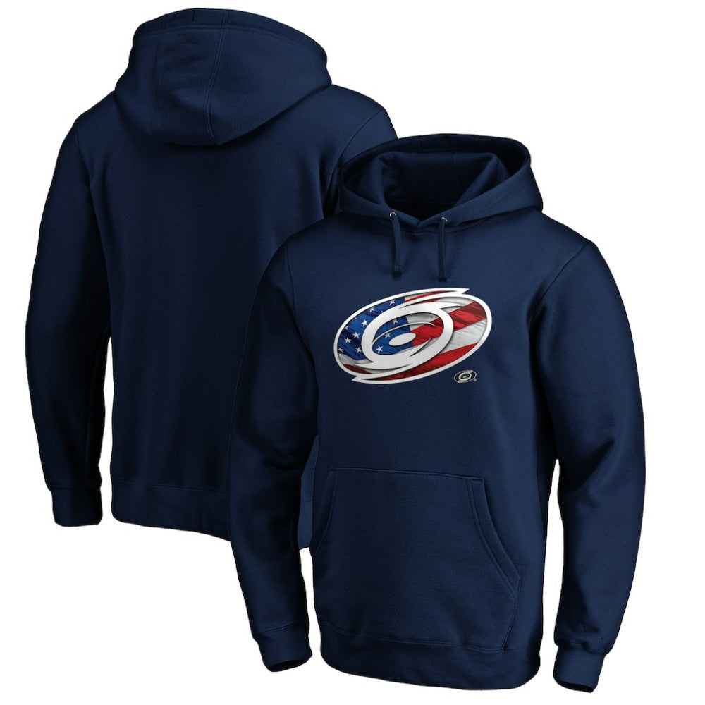 Carolina Hurricanes Banner Wave Logo Pullover Hoodie On Sale