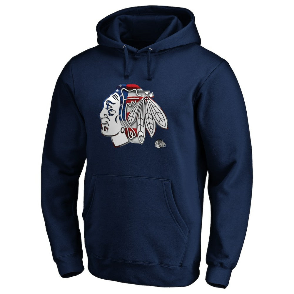 Chicago Blackhawks Banner Wave Logo Pullover Hoodie On Sale