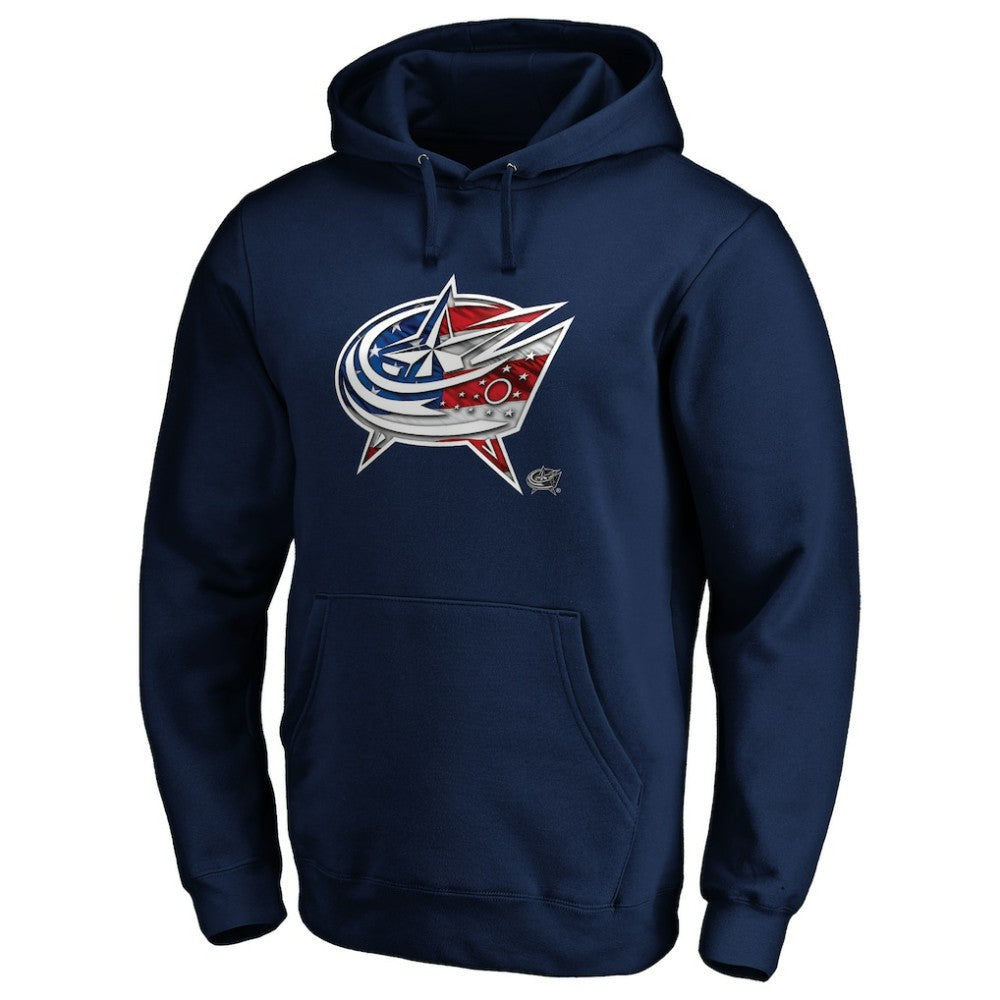 Columbus Blue Jackets Banner Wave Logo Pullover Hoodie Discount