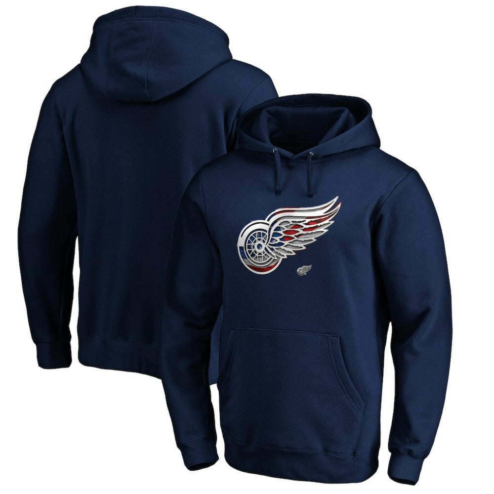 Detroit Red Wings Banner Wave Logo Pullover Hoodie On Sale