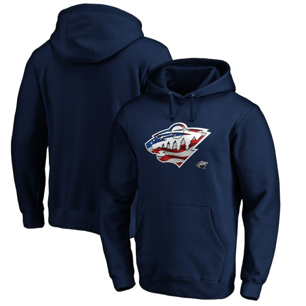 Minnesota Wild Banner Wave Logo Pullover Hoodie On Sale
