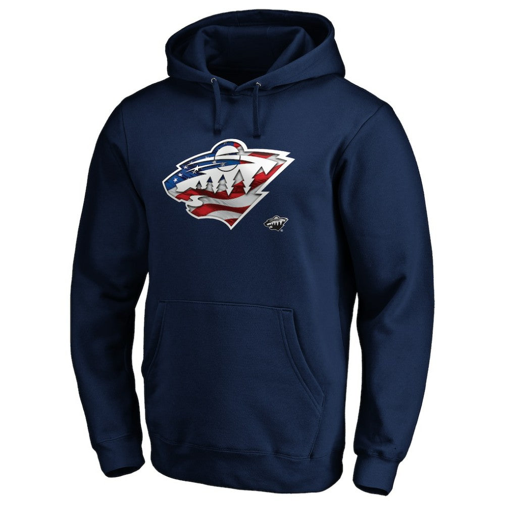 Minnesota Wild Banner Wave Logo Pullover Hoodie On Sale