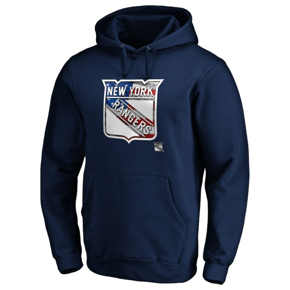 New York Rangers Banner Wave Logo Pullover Hoodie On Sale