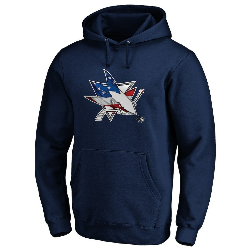San Jose Sharks Banner Wave Logo Pullover Hoodie On Sale