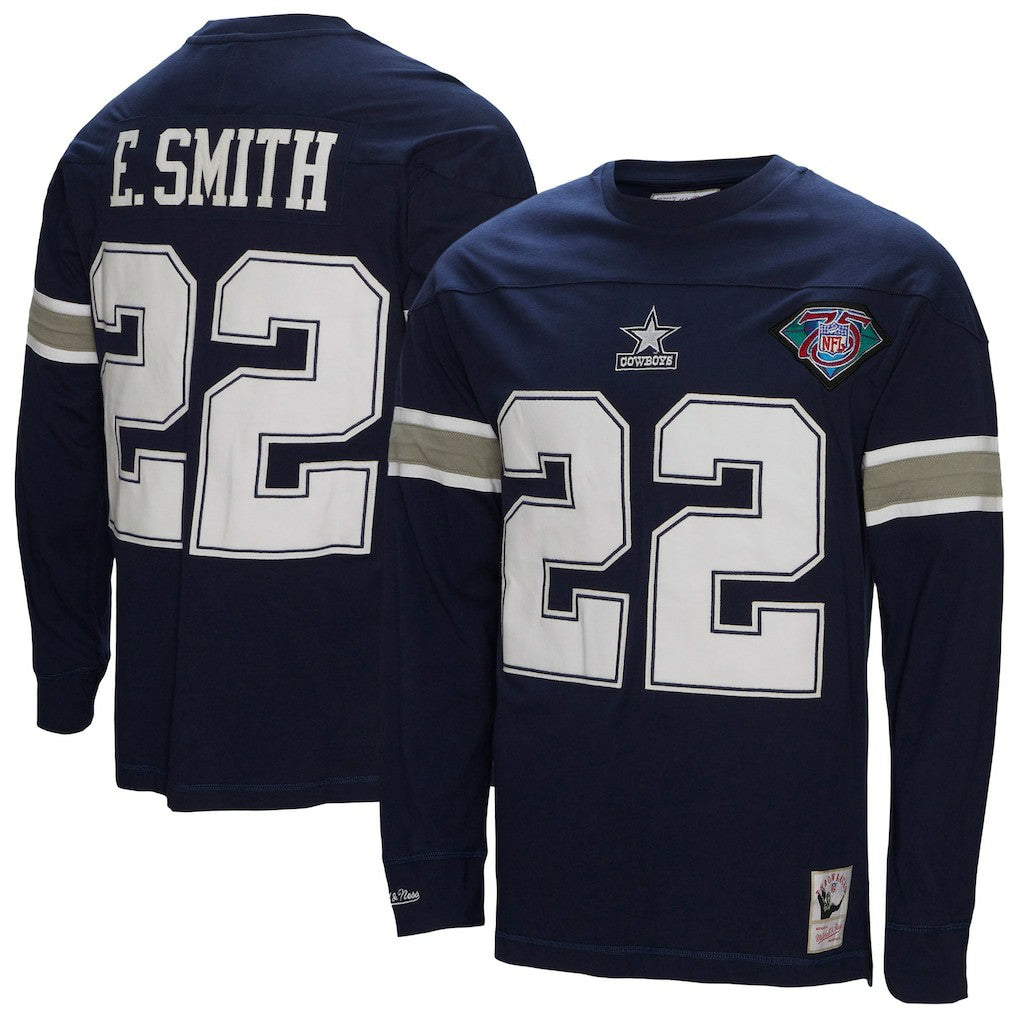 Dallas Cowboys Mitchell & Ness Emmitt Smith  Throwback Retired Player Name & Number Long Sleeve Top