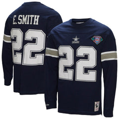 Dallas Cowboys Mitchell & Ness Emmitt Smith  Throwback Retired Player Name & Number Long Sleeve Top