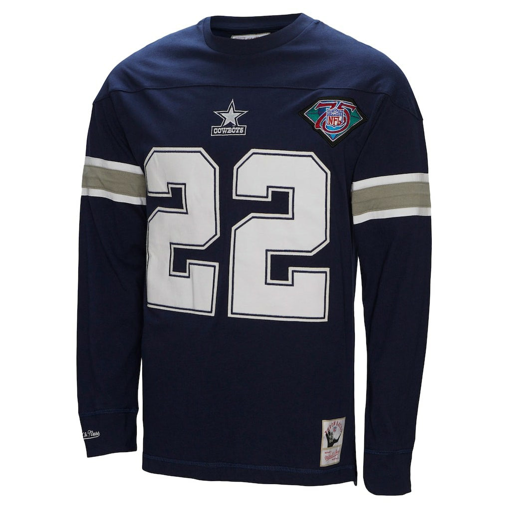 Dallas Cowboys Mitchell & Ness Emmitt Smith  Throwback Retired Player Name & Number Long Sleeve Top