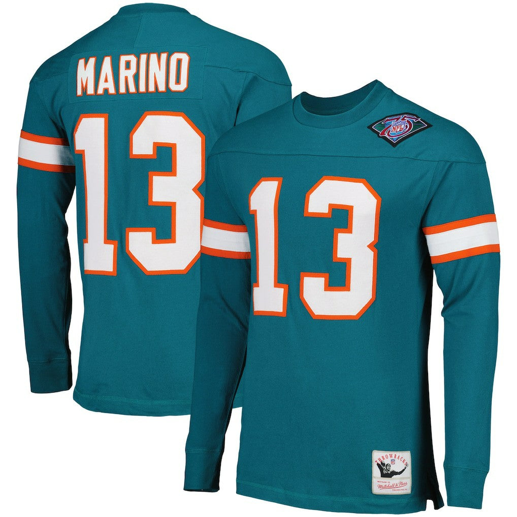 Miami Dolphins Mitchell & Ness Dan Marino  Throwback Retired Player Name & Number Long Sleeve Top