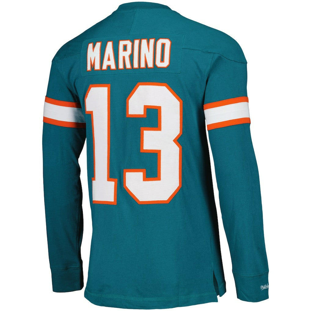 Miami Dolphins Mitchell & Ness Dan Marino  Throwback Retired Player Name & Number Long Sleeve Top