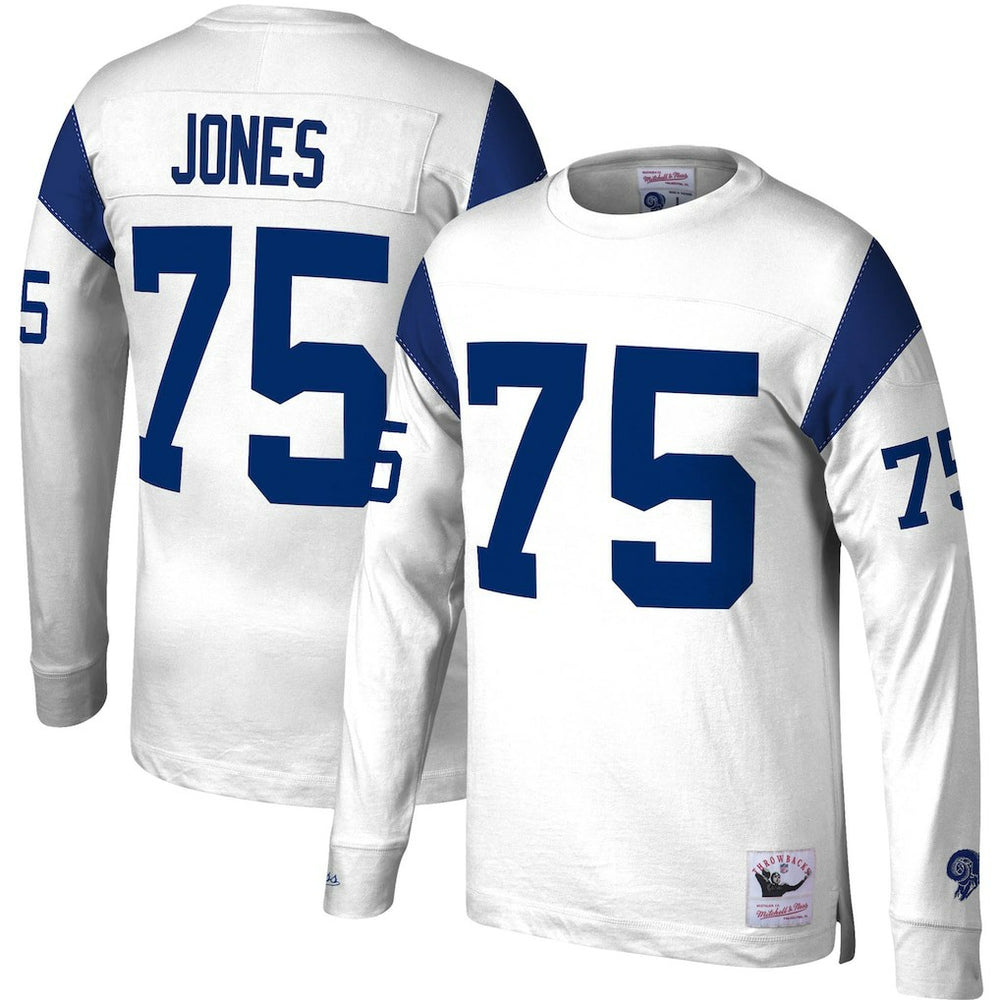 Los Angeles Rams Mitchell & Ness Deacon Jones  Throwback Retired Player Name & Number Long Sleeve Top