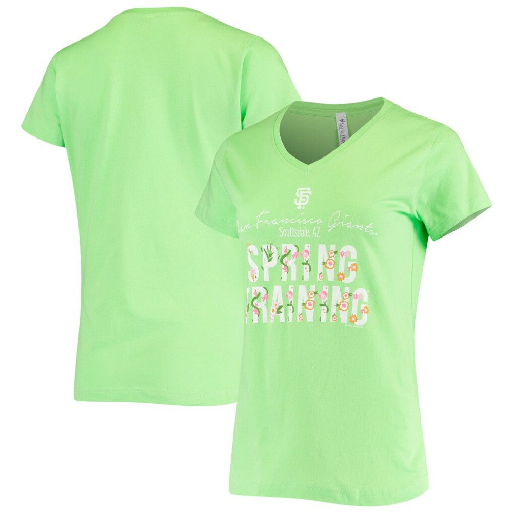 San Francisco Giants Soft as a Grape Women's Script Floral V-Neck T-Shirt | MLB US